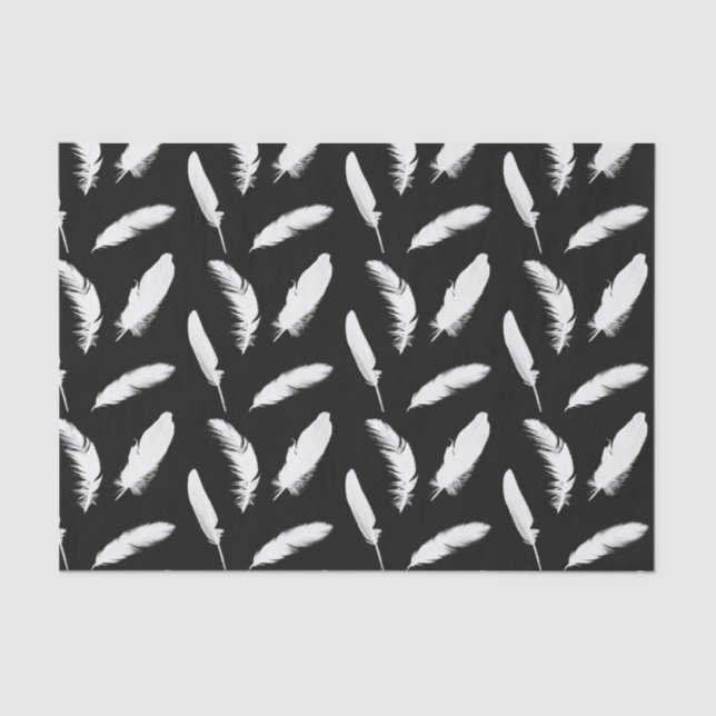 Papier Mousseline Copie de plume blanche sur le noir (Recto)