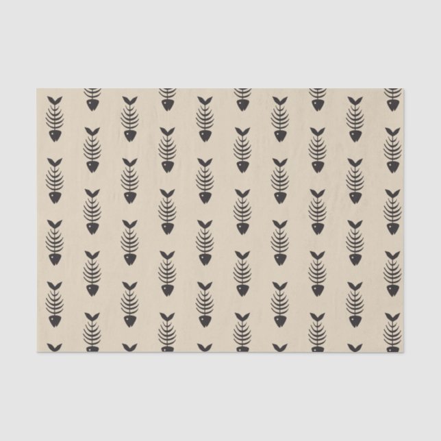 Papier Mousseline Copie noire de squelettes d'os de poissons (Recto)