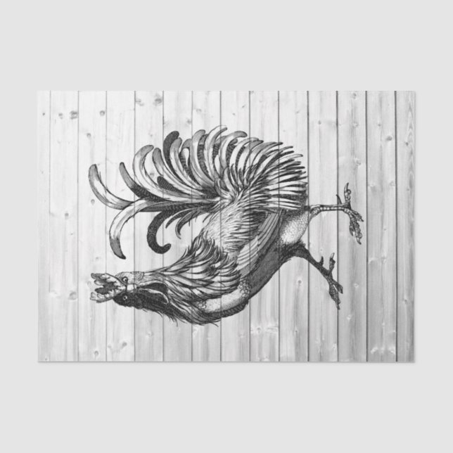 Papier Mousseline Coq de ferme Barre Patinée Bois 2 Découpage  (Recto)