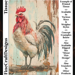 Papier Mousseline Coq de Ferme Rustique Française DB6L Découpage