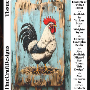 Papier Mousseline Coq de la cour de ferme française DB7R Découpage