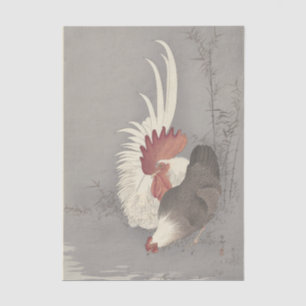 Papier Mousseline Coq et Poule par Ohara Koson