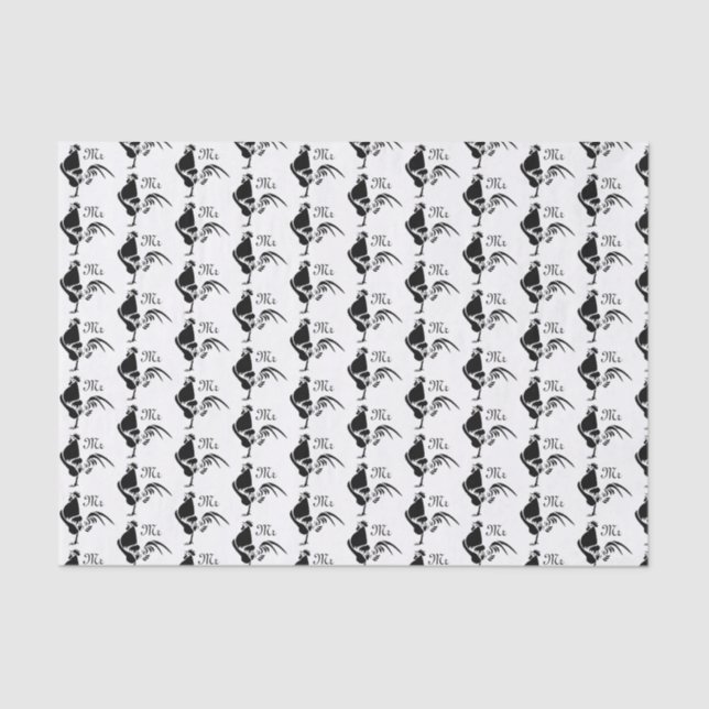 Papier Mousseline Coq noir Croisant l'alarme du bon matin (Recto)