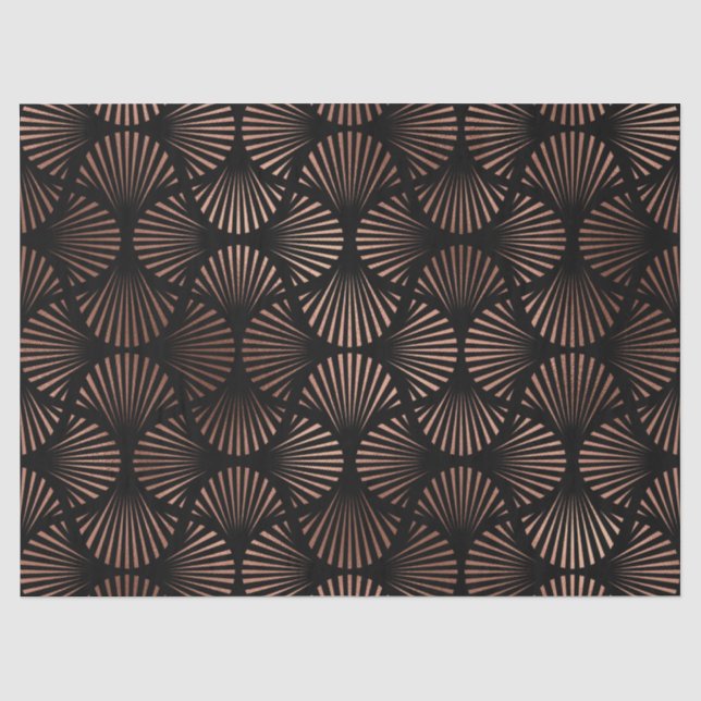 Papier Mousseline Coques d'or rose sur la page de découpage noire (Recto)