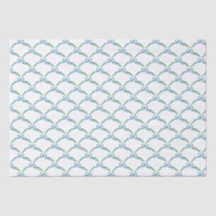 Papier Mousseline Coquette Côtière de l'Hiver Bleu Guirlande à Nœuds