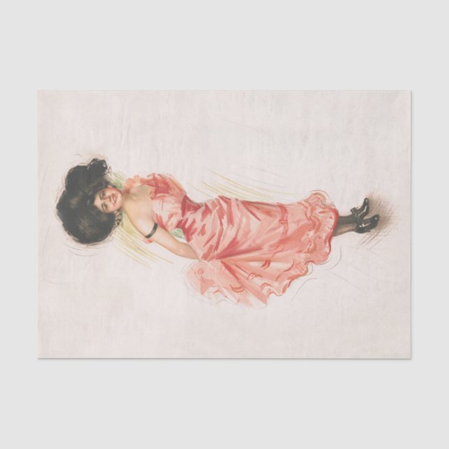Papier Mousseline Coquette, Lithographie victorienne antique Imprime (Recto)