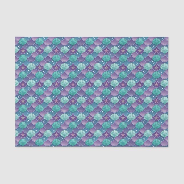 Papier Mousseline Coquillage Bleu Et Violet (Recto)