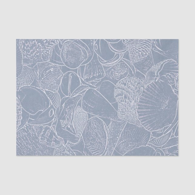 Papier Mousseline Coquillage poussiéreux bleu découpage de plage côt (Recto)