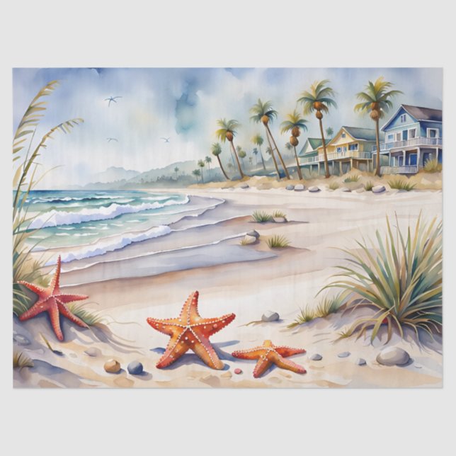 Papier Mousseline Coquillage sur la plage (Recto)