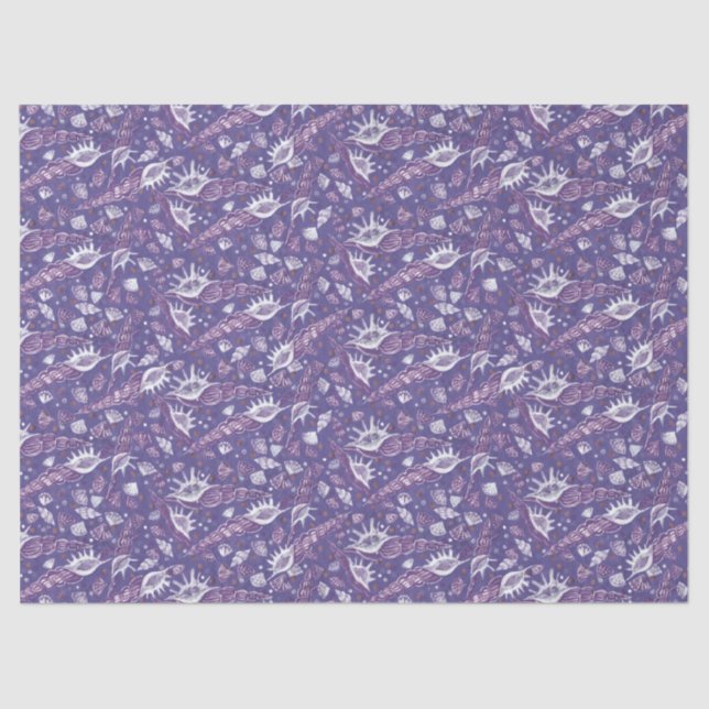 Papier Mousseline Coquillages de mer Coquille Motif nautique Violet  (Recto)