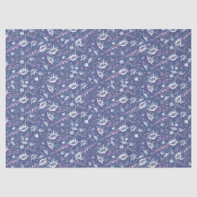 Papier Mousseline Coquillages de mer Coquille Motif nautique Violet  (Recto)
