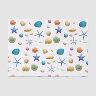 Papier Mousseline Coquillages multicolores