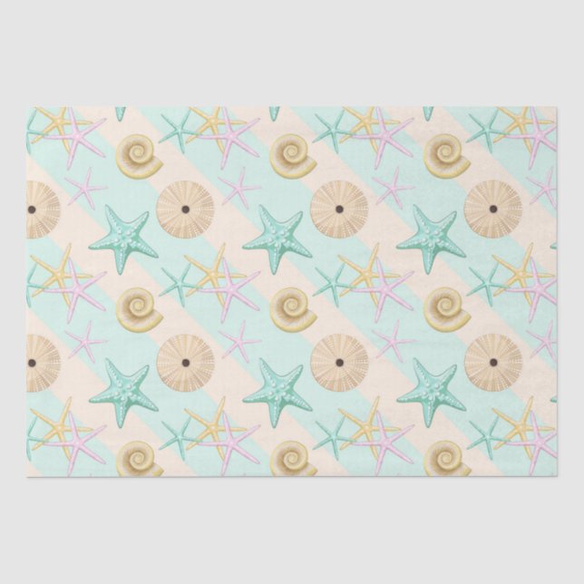 Papier Mousseline Coquillages Retro Pastel Sea Life (Recto)