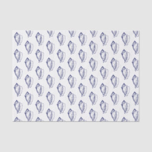 Papier Mousseline Coquille de conque stylisée vintage bleue