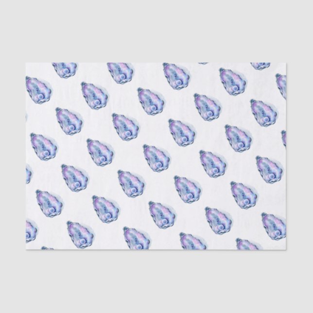 Papier Mousseline Coquille d'huître d'aquarelle avec la perle (Recto)