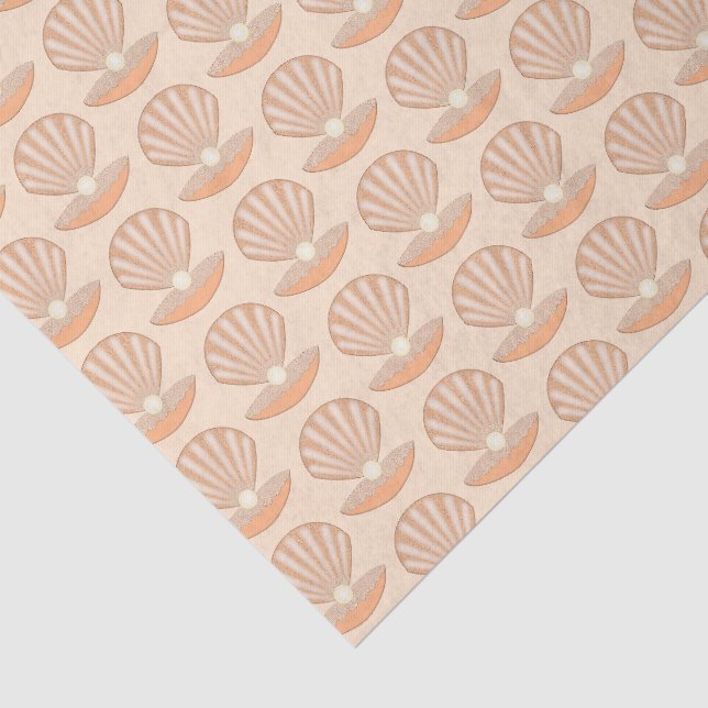 Papier Mousseline Coquille d'huître et perle motif neutre (Détail)