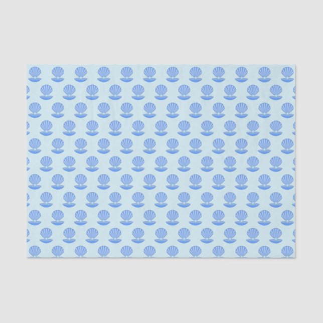 Papier Mousseline Coquille d'huîtres pour bébé bleu et modèle de per (Recto)