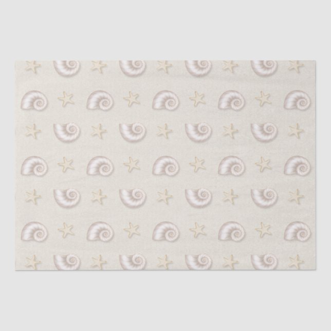 Papier Mousseline Coquilles de mer dans le papier de tissu de sable (Recto)