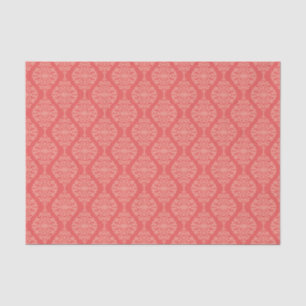 Papier Mousseline Corail élégant et motif blanc de damassé