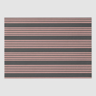 Papier Mousseline Corail et charbon de bois cinq bandes motif