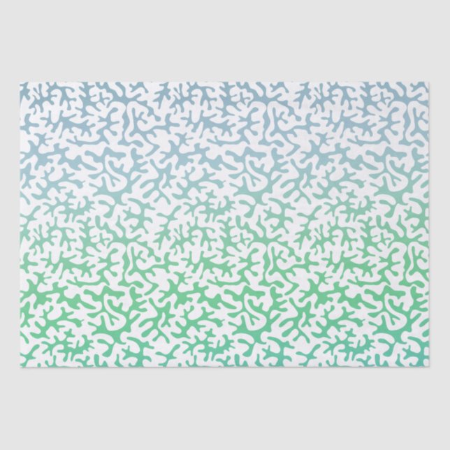Papier Mousseline Corail Ombre de vert bleu (Recto)