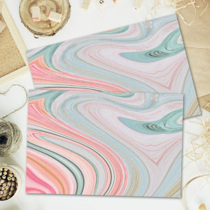 Papier Mousseline corail rose vif menthe vert arc-en-ciel tourbillon