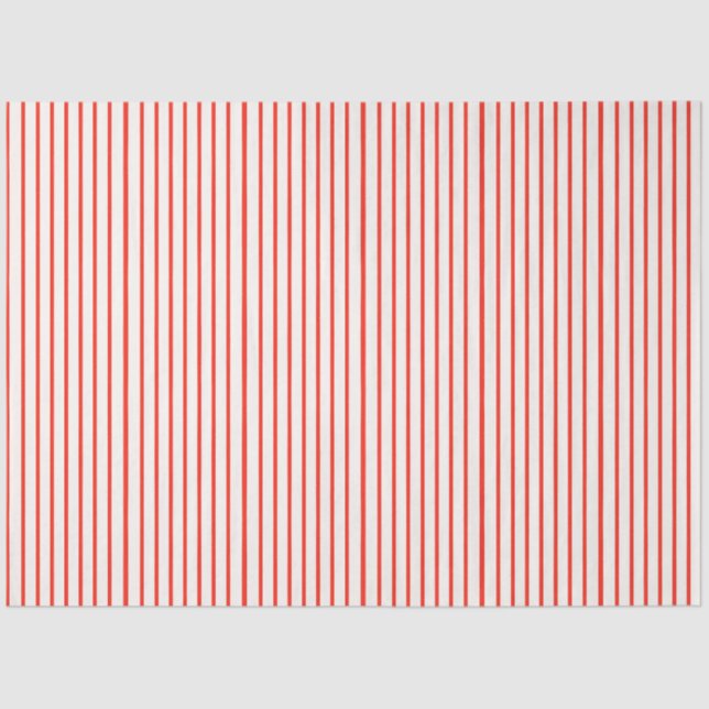 Papier Mousseline Corail rouge et blanc rayé (Recto)