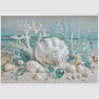 Papier Mousseline Corail & Shell Display Pastel Blues Tissu Papier