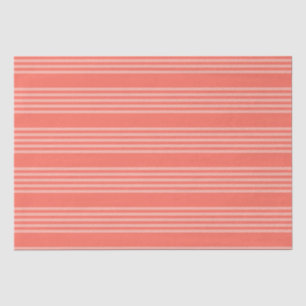 Papier Mousseline Corail vivant cinq bandes motif