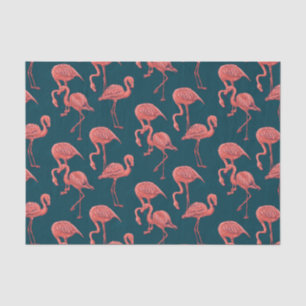 Papier Mousseline Corail vivant modèle flamingo