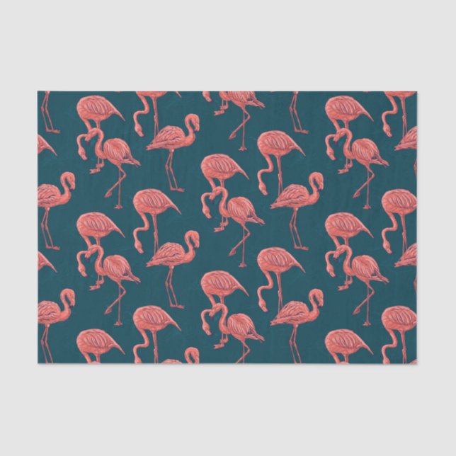 Papier Mousseline Corail vivant modèle flamingo (Recto)
