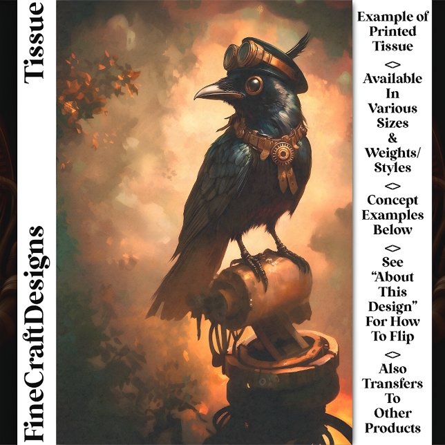 Papier Mousseline Corbeau à vapeur, lunettes et collier CT1 Découpag (Créateur téléchargé)