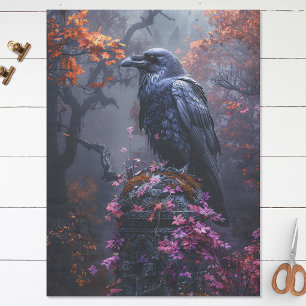 Papier Mousseline Corbeau avec découpage de feuillage automnal color