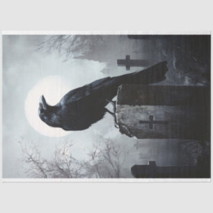 Papier Mousseline Corbeau dans le cimetière Découpage gothique