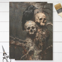 Corbeau et crâne Tissu de découpage Éffrayant