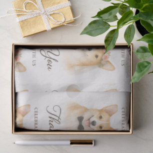 Papier Mousseline Corgi Aquarelle Mariage Merci