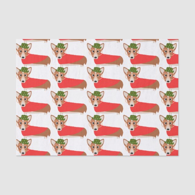 Papier Mousseline Corgi de Noël (Recto)