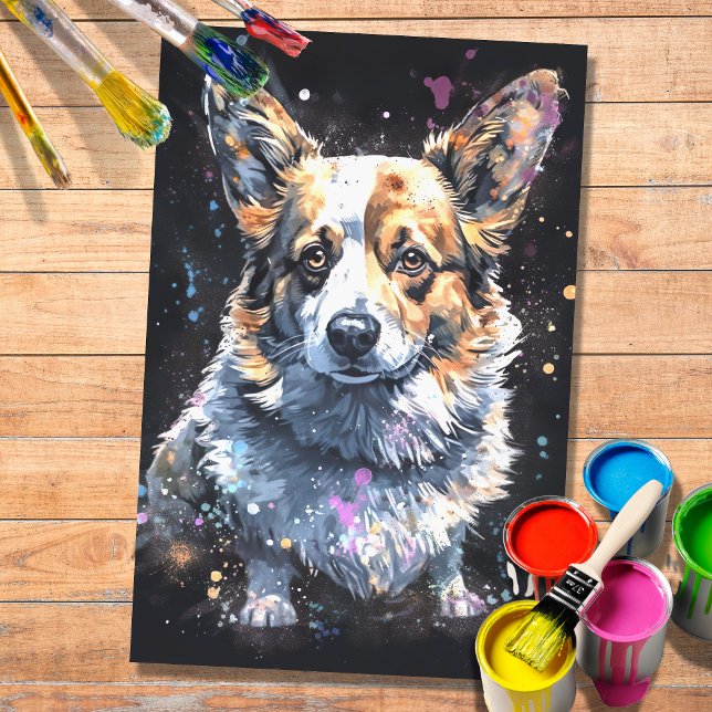 Papier Mousseline Corgi en aquarelle 3 papier découpage (Créateur téléchargé)