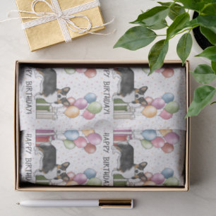 Papier Mousseline Corgi Pembroke Gallois Tricolore Noir Joyeux Anniv