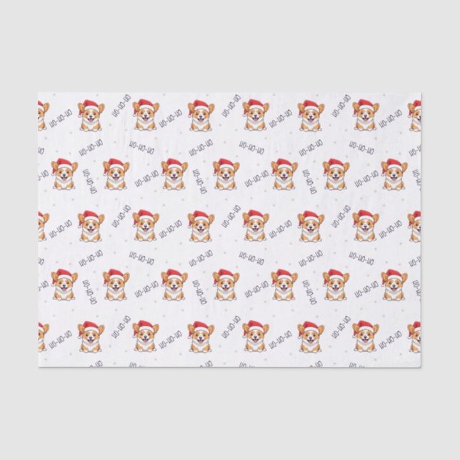 Papier Mousseline Corgis à Santa Hats Motif de Noël (Recto)