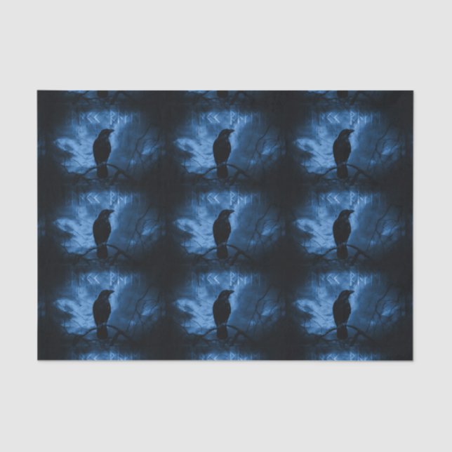 Papier Mousseline Corneille noire avec runes style gothique foncé (Recto)