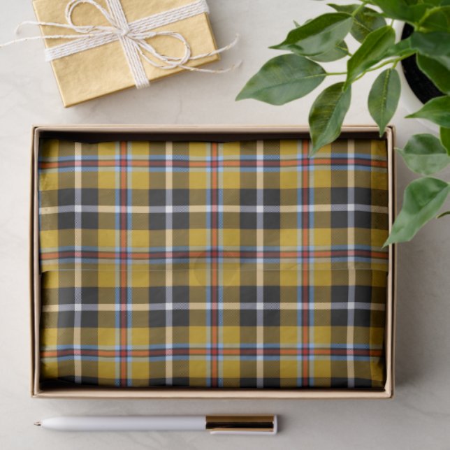 Papier Mousseline Cornouailles National Tartan Jaune et Noir Plaid (Cadeau)