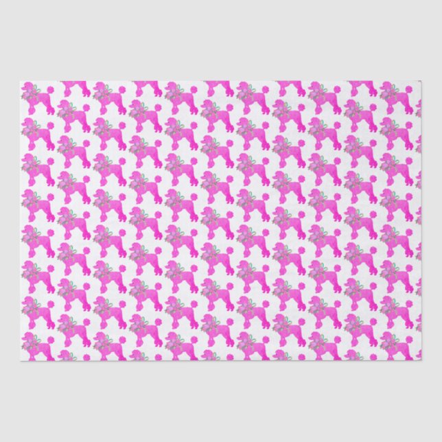 Papier Mousseline Correspondance de fête de caniche rose (Recto)
