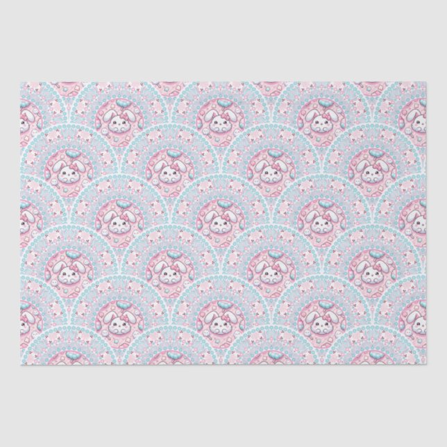 Papier Mousseline Coton Candy Kawaii Bunny Mandala Art Déco Scallop (Recto)