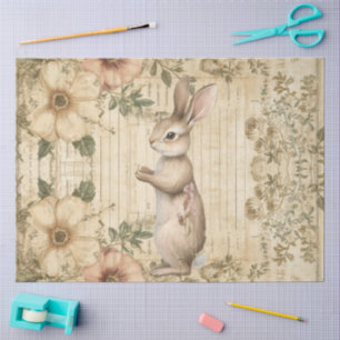 Papier Mousseline Cottagecore Woodland Rabbit Floral Collage