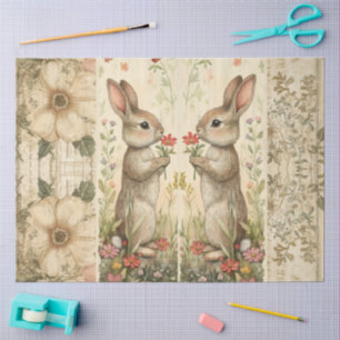 Papier Mousseline Cottagecore Woodland Rabbit Floral Collage