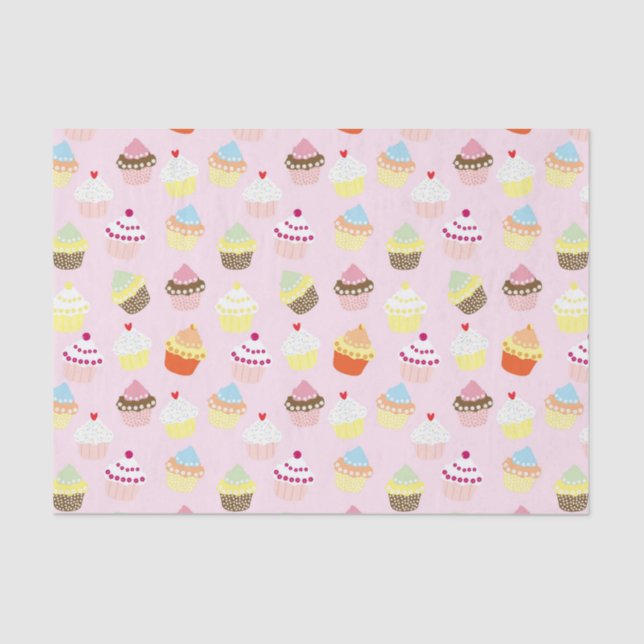 Papier Mousseline Coucakes Motif Pastel Pink (Recto)
