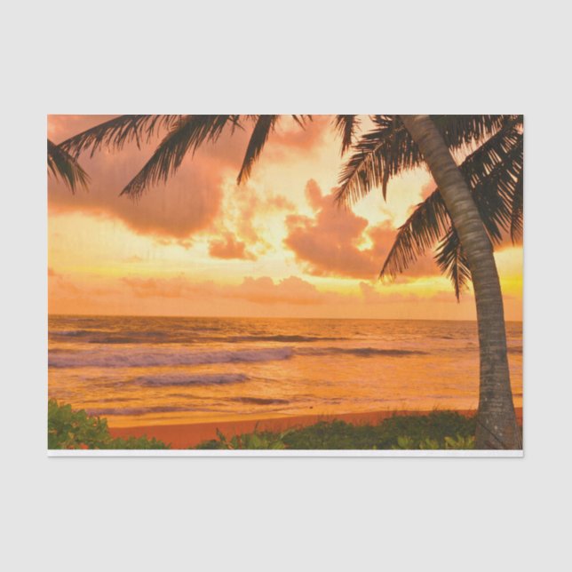 Papier Mousseline Coucher de soleil de plage de l'île tropicale d'Ha (Recto)