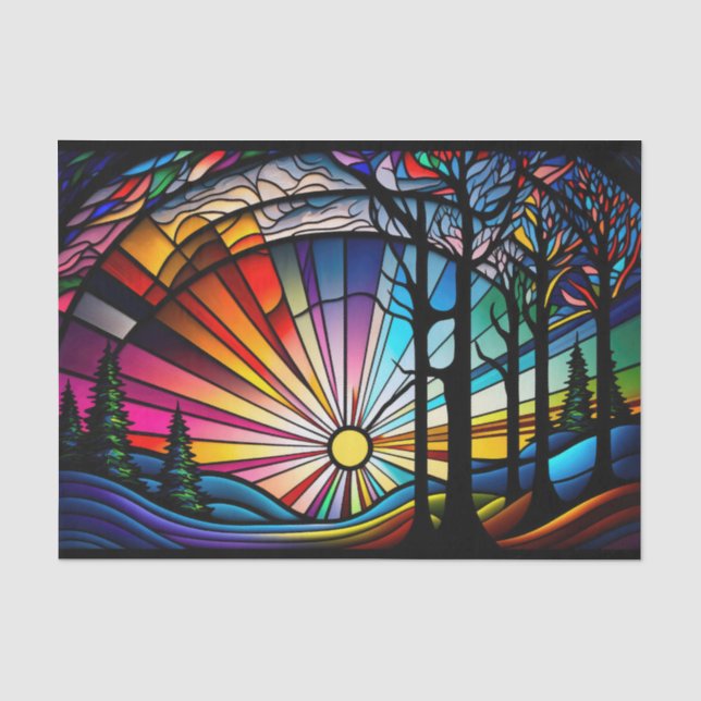 Papier Mousseline Coucher de soleil en verre tendu (Recto)