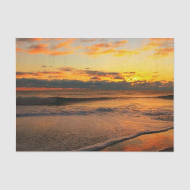 Papier Mousseline Coucher de soleil exceptionnel sur la plage (Recto)